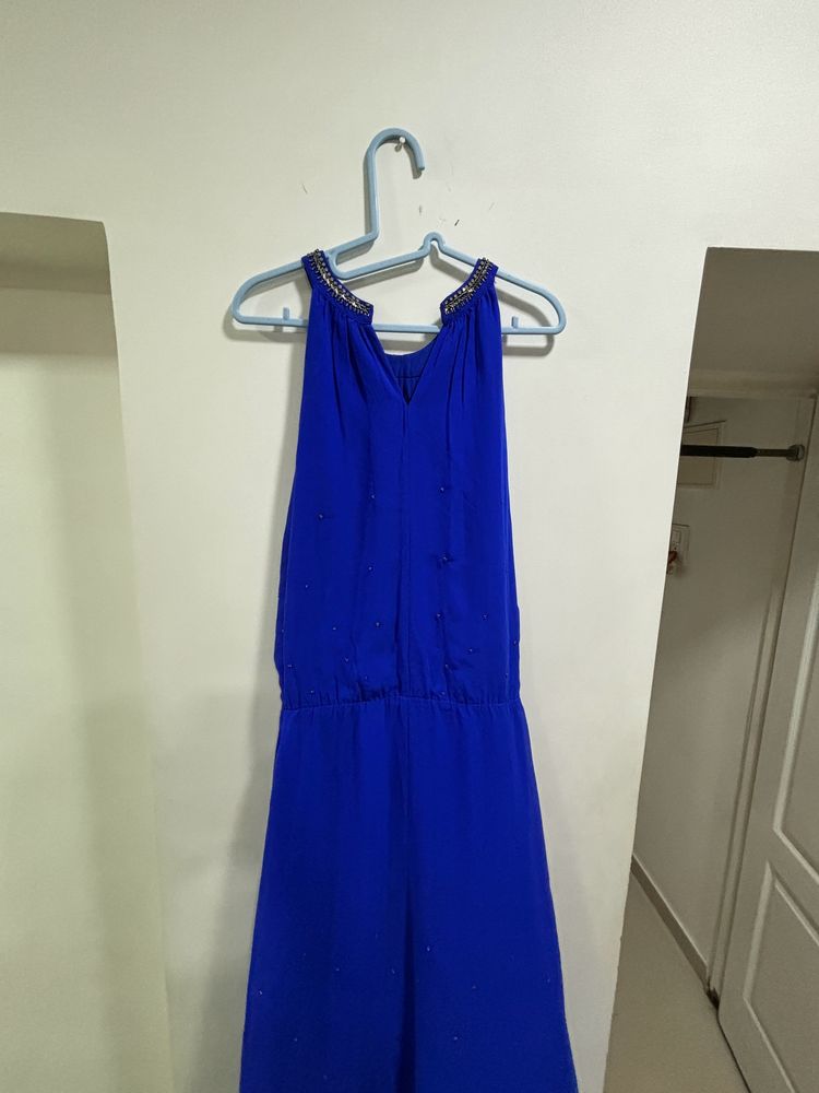 Long Blue Party Wear Festive Gown Dress