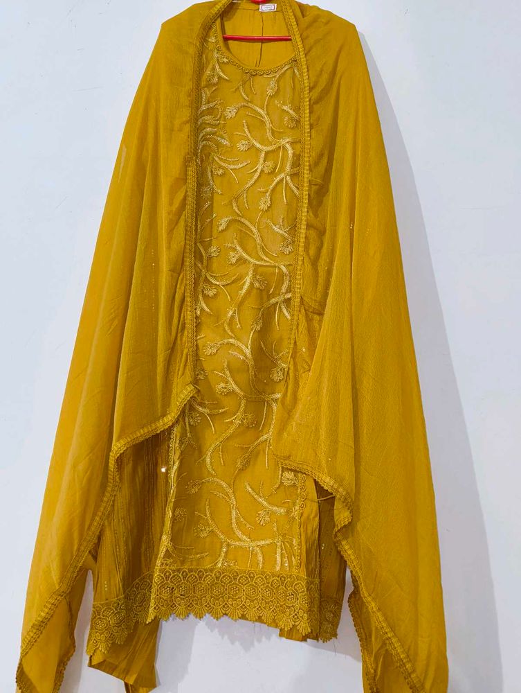mustard yellow dress material