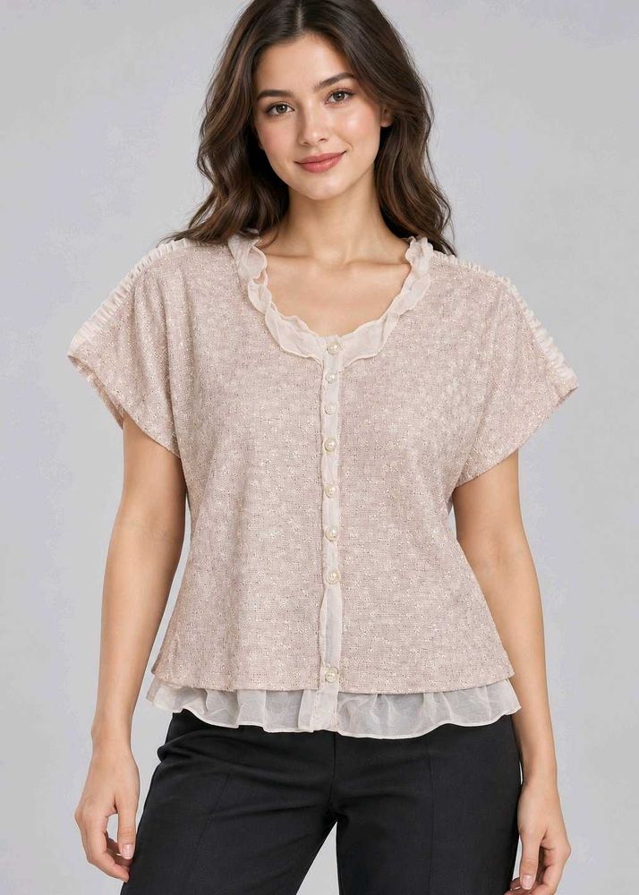 Chic Ruffled Button-Up Top
