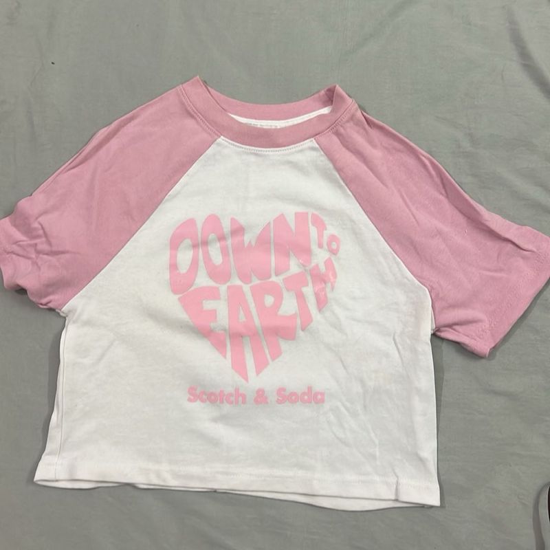 Pink &amp; White Graphic Heart T-Shirt