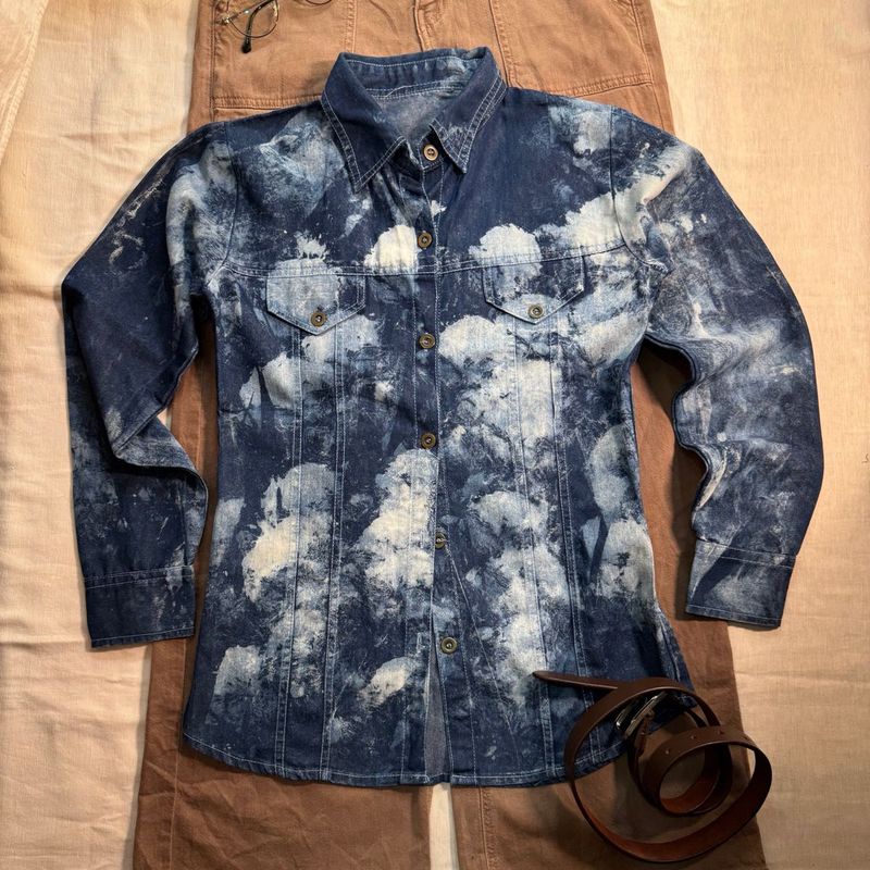 Denim Bleach Tie-Dye Shirt