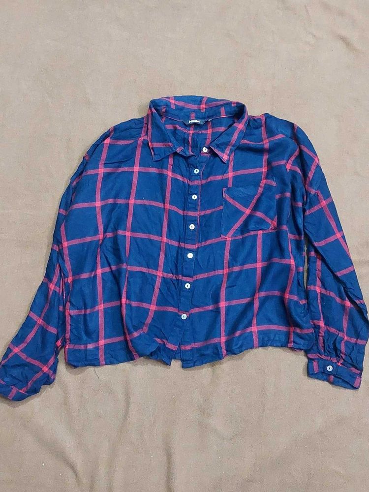 Crop check shirt for women