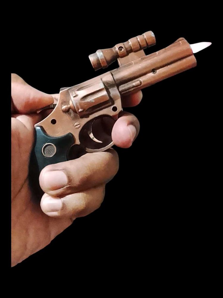 Revolver Gun Lighter Windproof Jet Flame