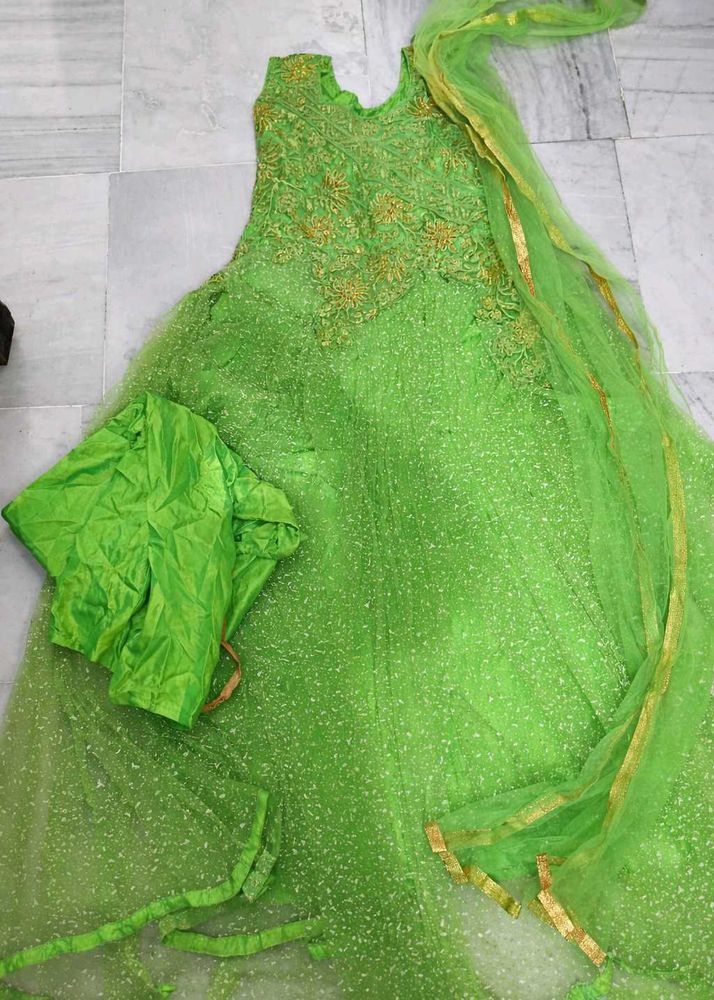 Vibrant Green Embroidered Kurta Set