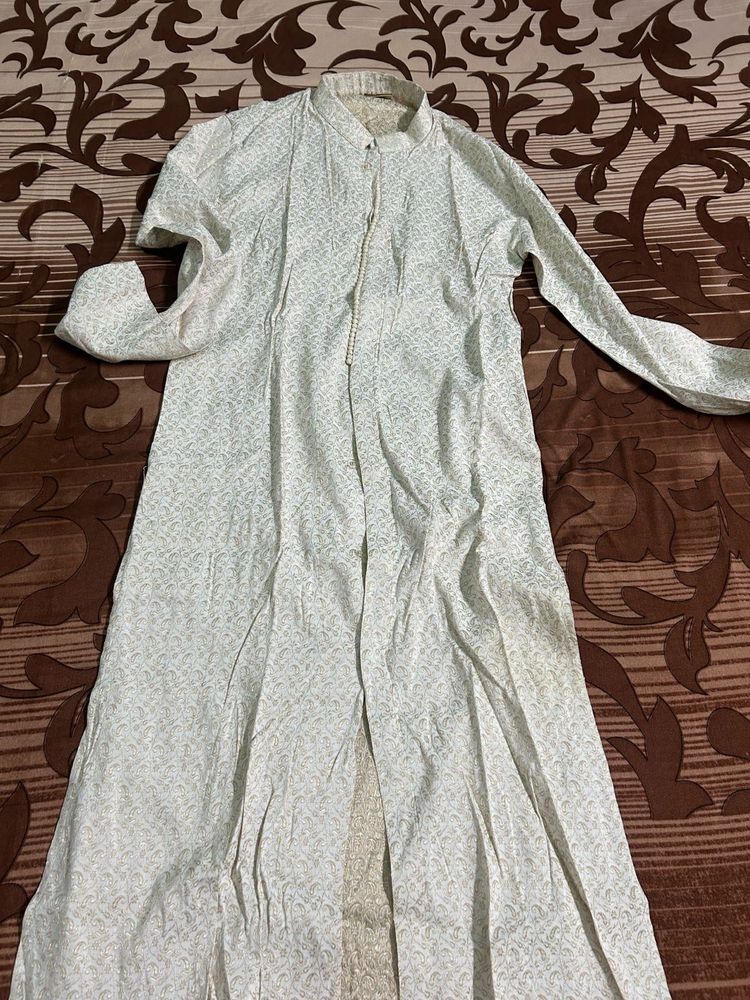 Elegant White Printed Kurta with lower and dupatta