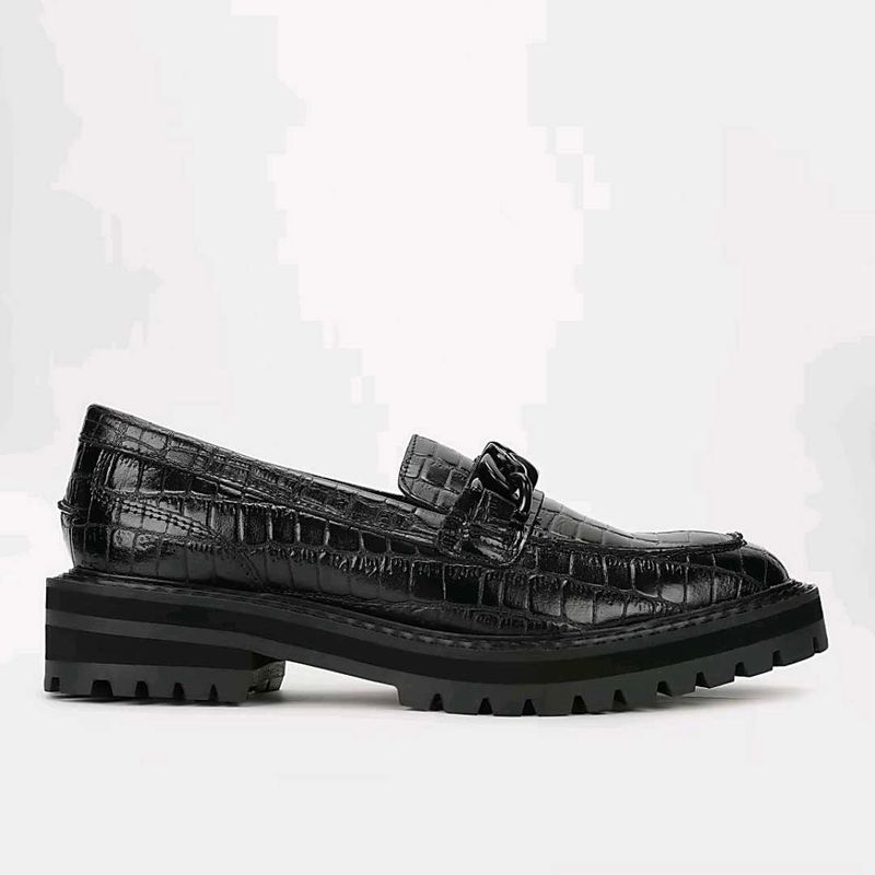 Marks &amp; Spencer Pure Leather Black Croc Loafers
