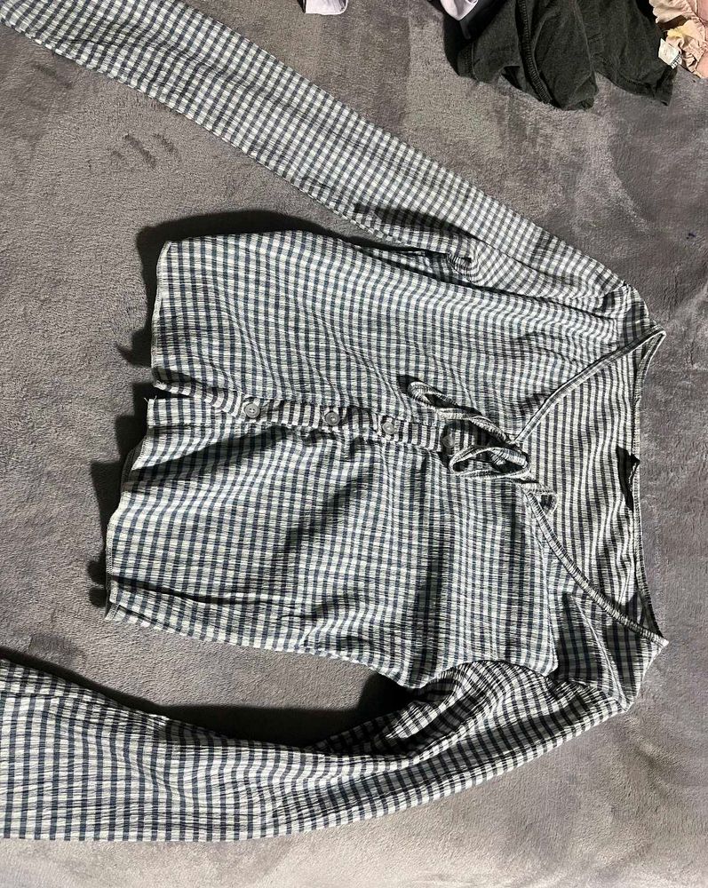 Gingham Print Cropped Top