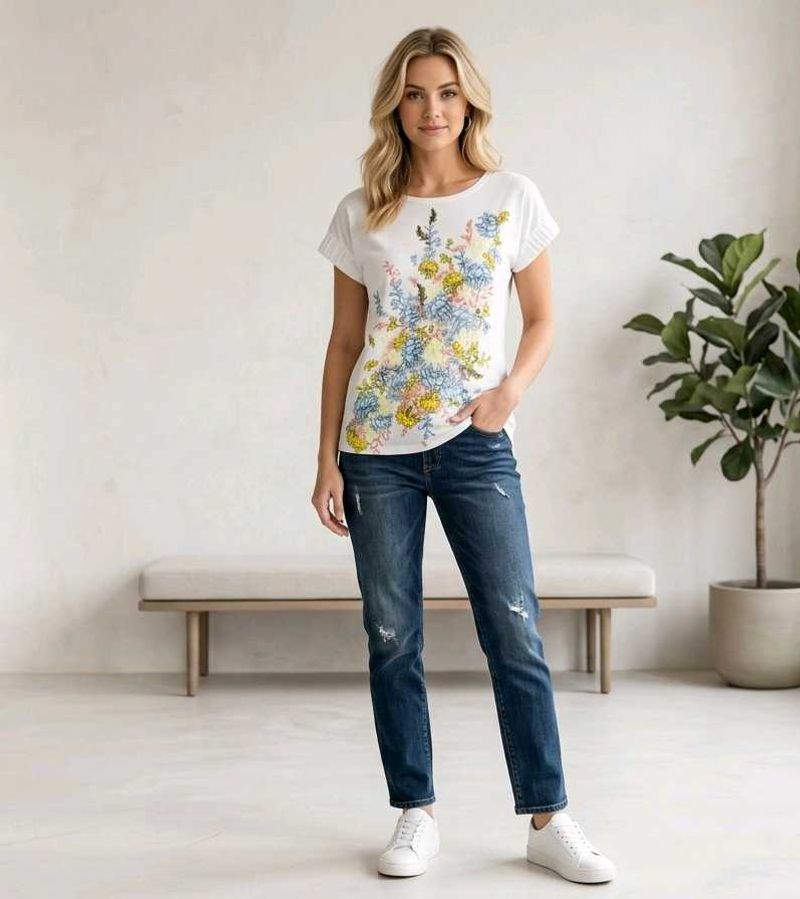 promod white floral top