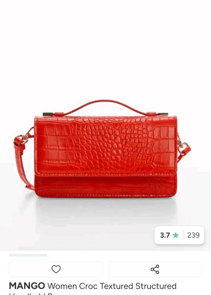 Chic Red Croc Textured Handbag