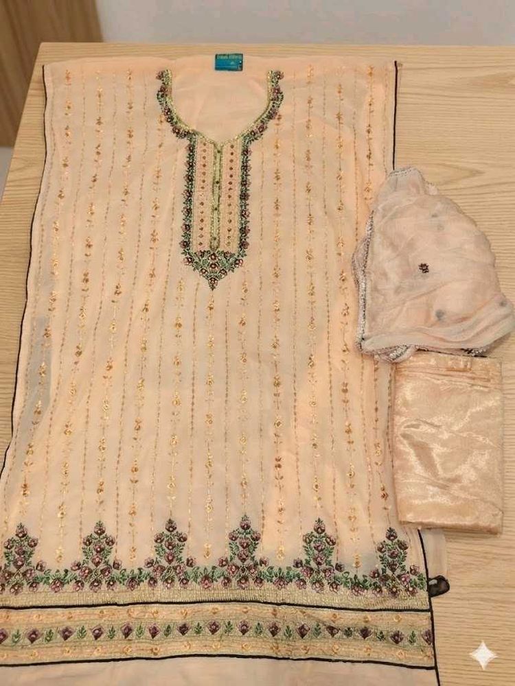 Elegant Peach Kurta Set with Dupatta