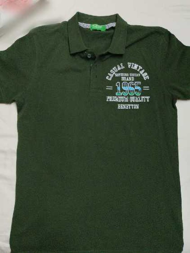 Benetton Casual Green Polo T-Shirt