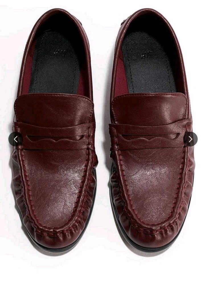 H&amp;M Burgundy Leather Loafers