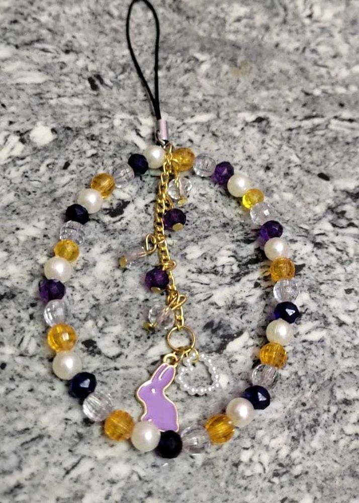 Cute Bunny Charm Beaded Phone Strap