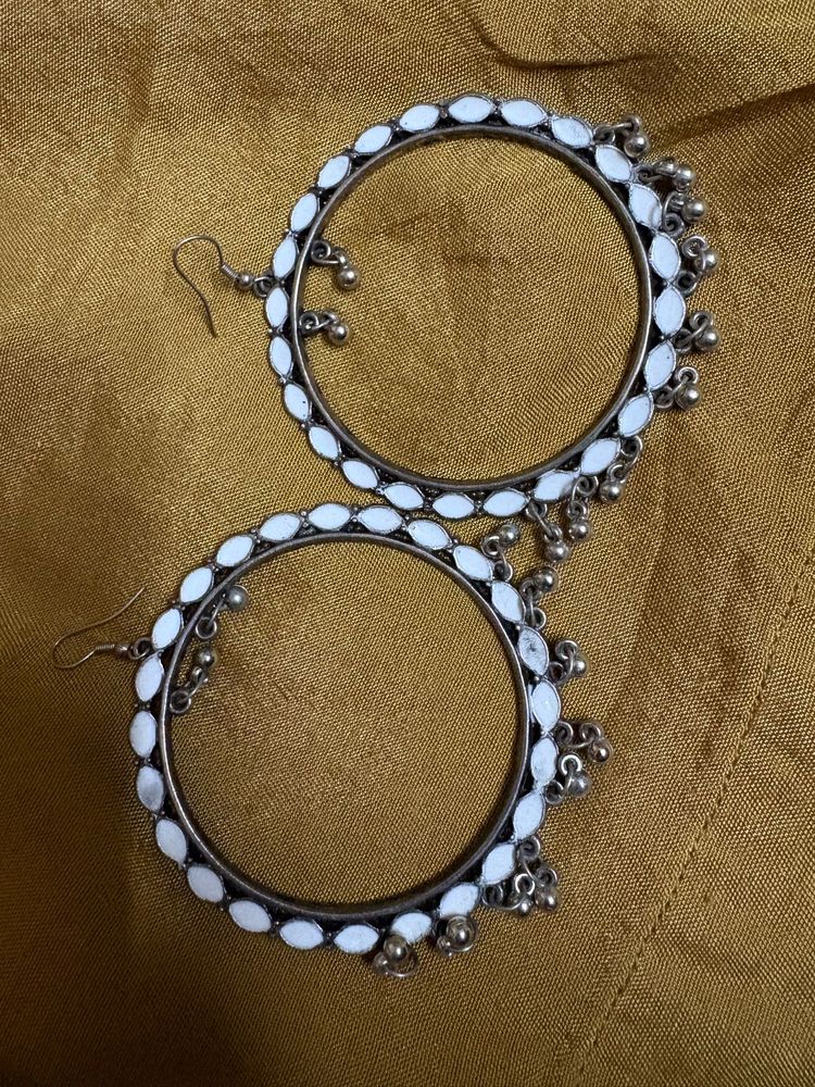 Boho White Stone Hoop Earrings