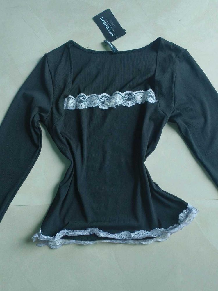 Women's y2k Lace Trim Top