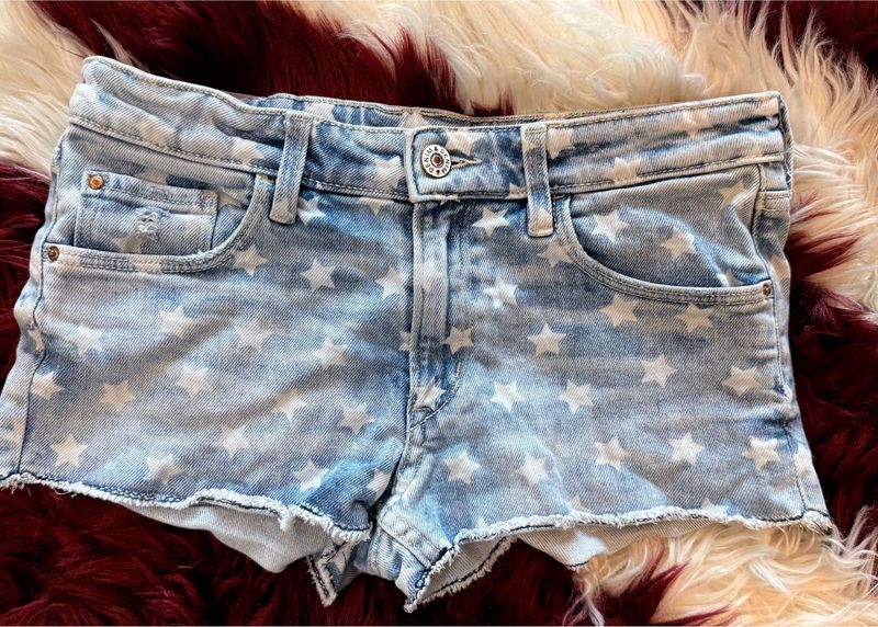 low waist Star Print Denim Shorts