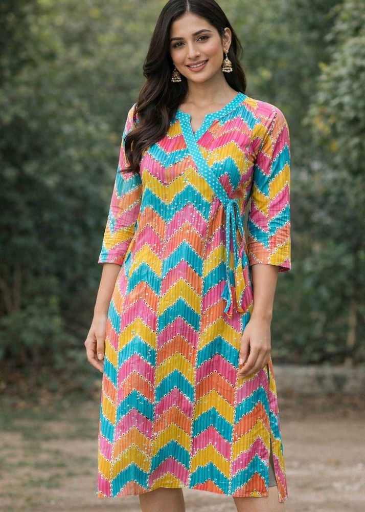 Vibrant Chevron Print Kurta