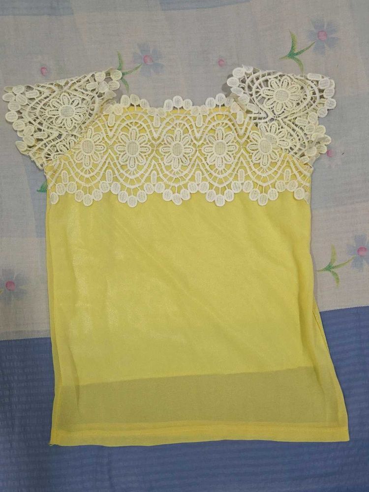 Chic Yellow Lace Top