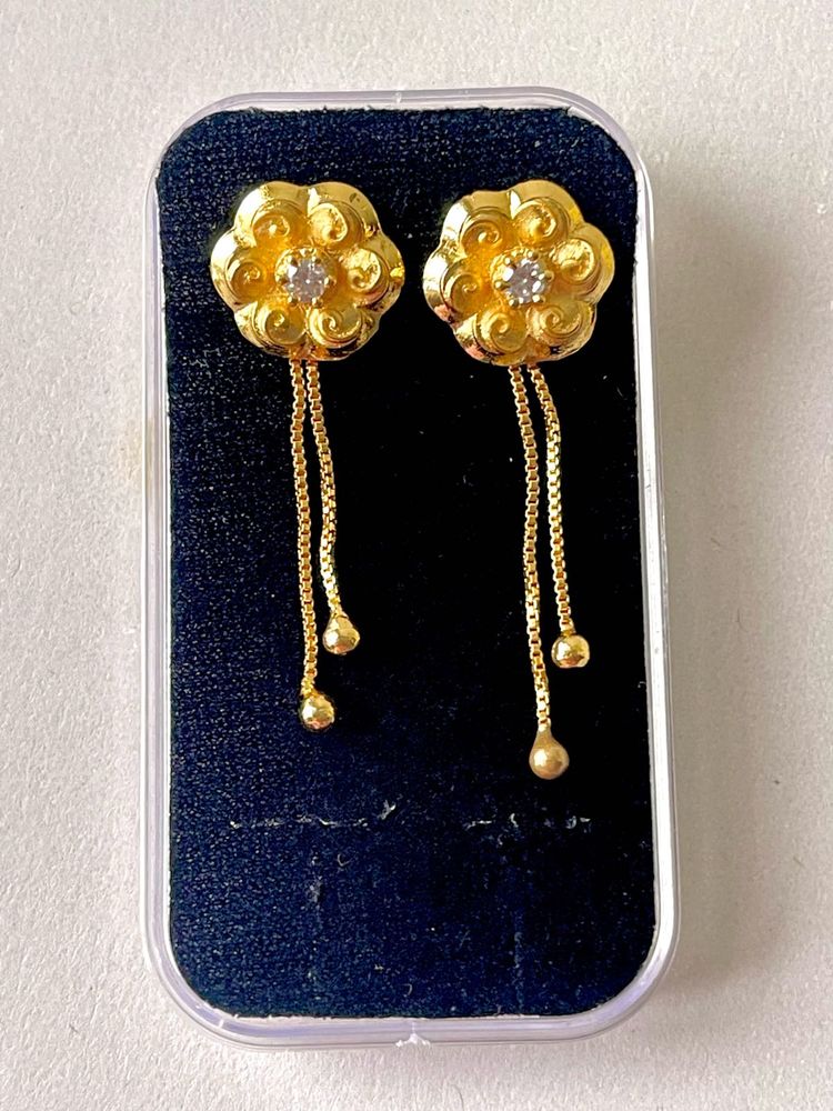 Gold Plated Two In One Earring