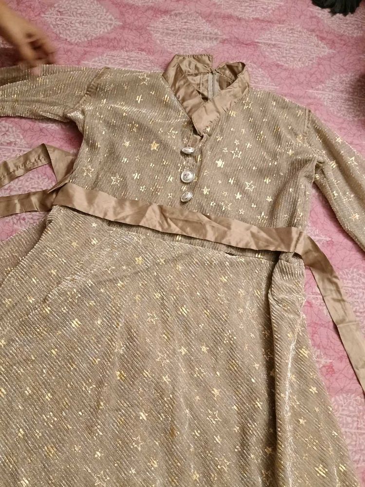 Golden Sparkling Star Print Gown