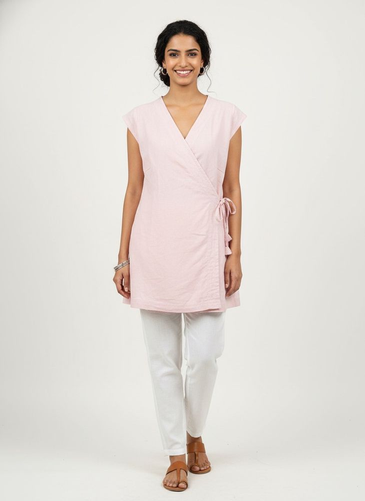Tibetan Style Pink Wrap Top