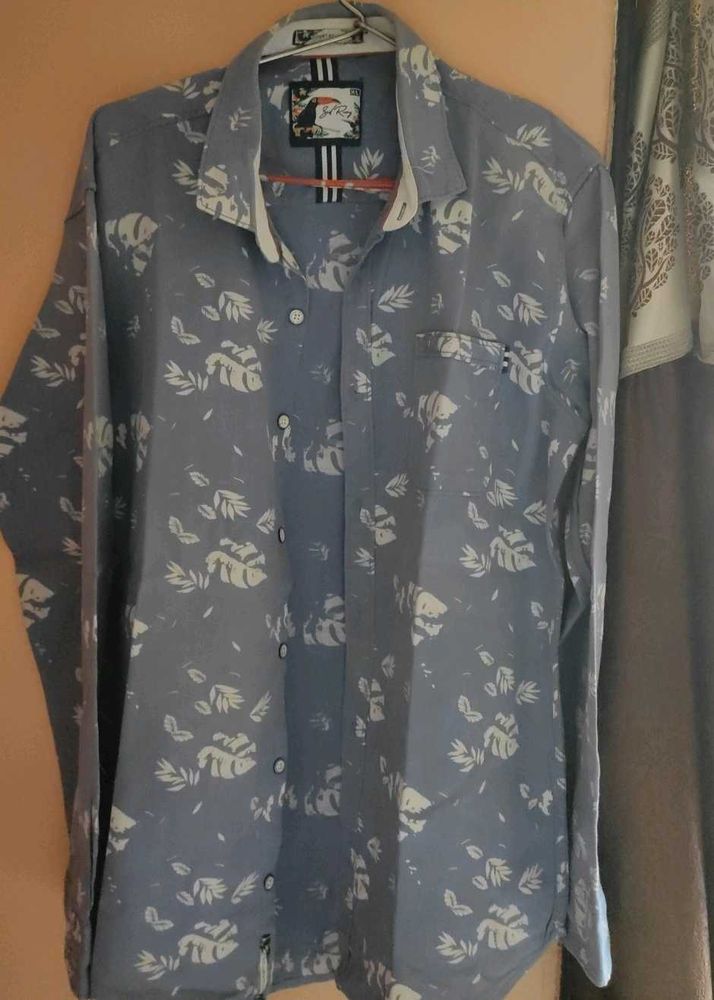 Men's Blue Floral Print Shirt