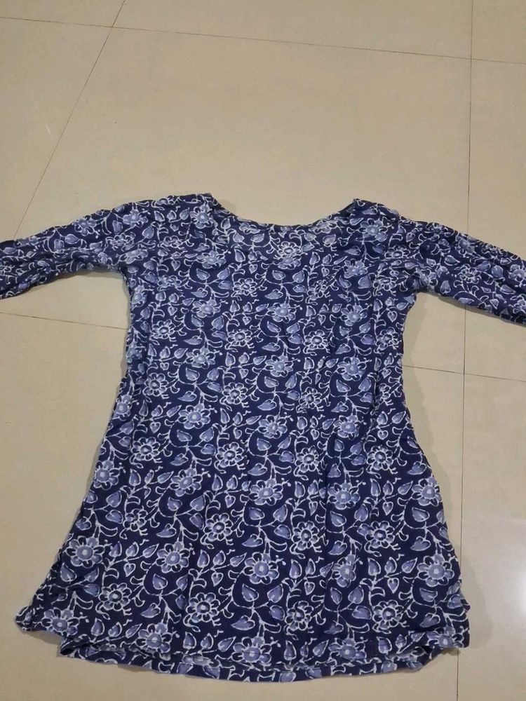 Blue Floral Print Kurta