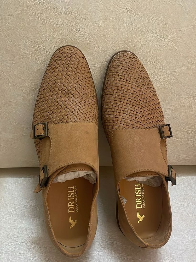DRISH Woven Leather Monk Strap Shoes