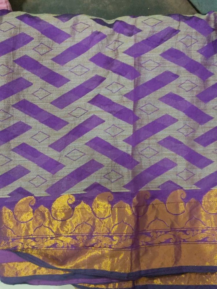 Elegant Purple &amp; Gold Saree