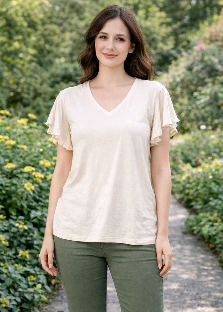 new Flutter Sleeve V-Neck Tee