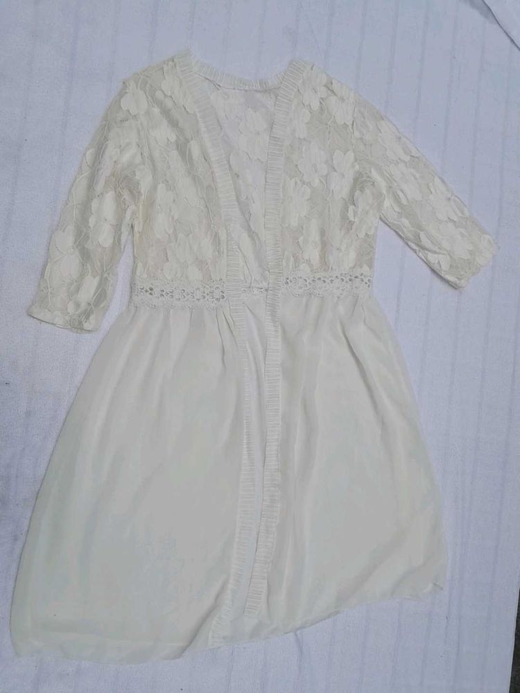 Ivory Lace &amp; Cotton Dress