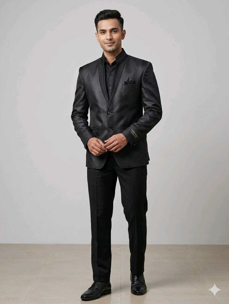 Sleek Black Bandhgala Suit Set