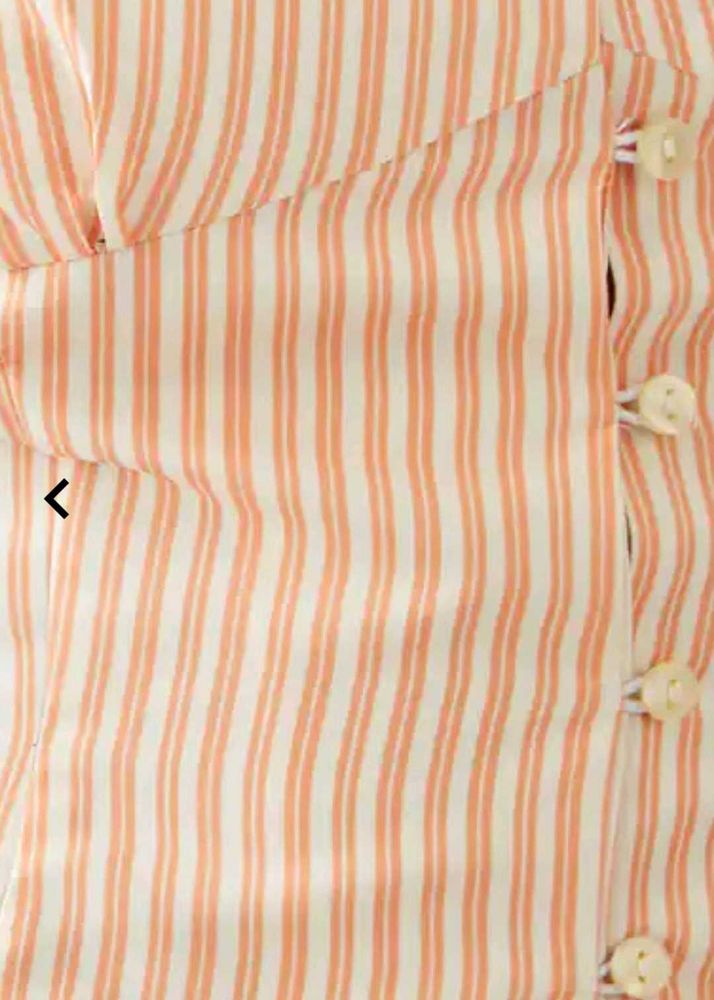 Orange Striped Button-Up Top