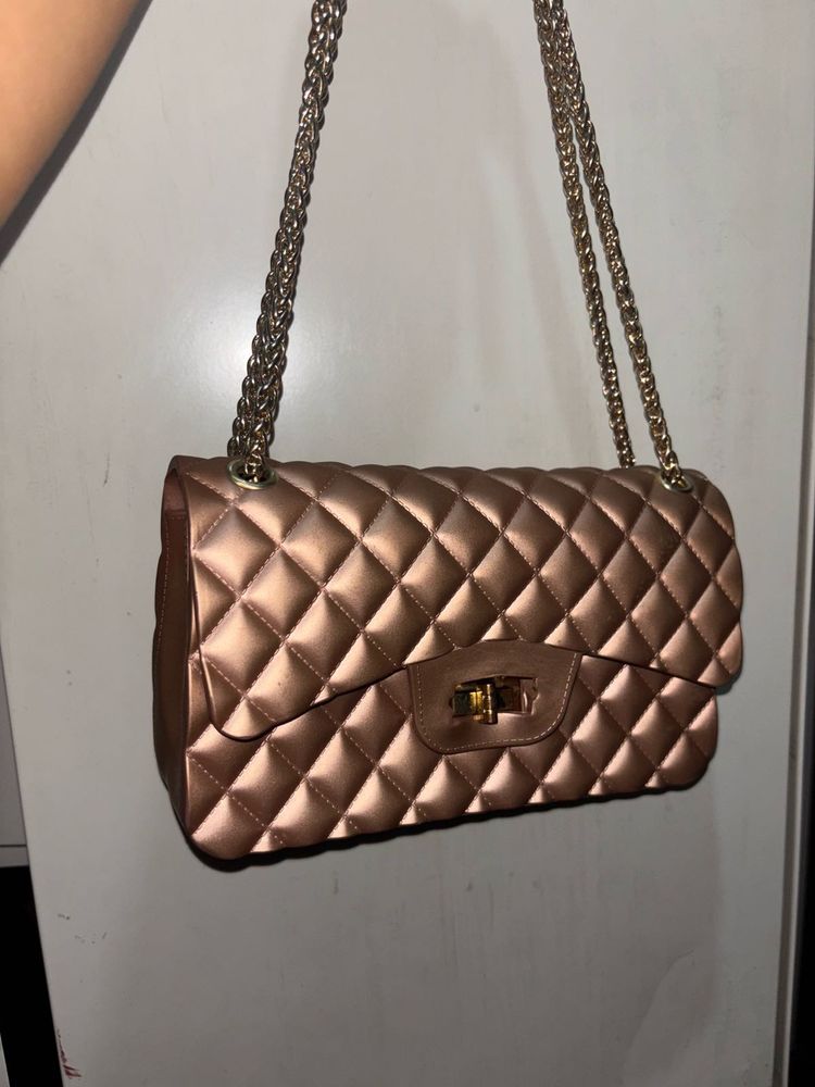 Rose Gold Party Wear Sling/hand Bag