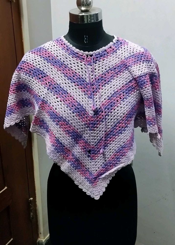 Handmade Crochet Multicolor Dupatta