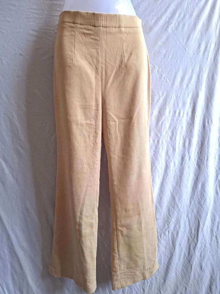 Women's Beige Wide-Leg Trousers