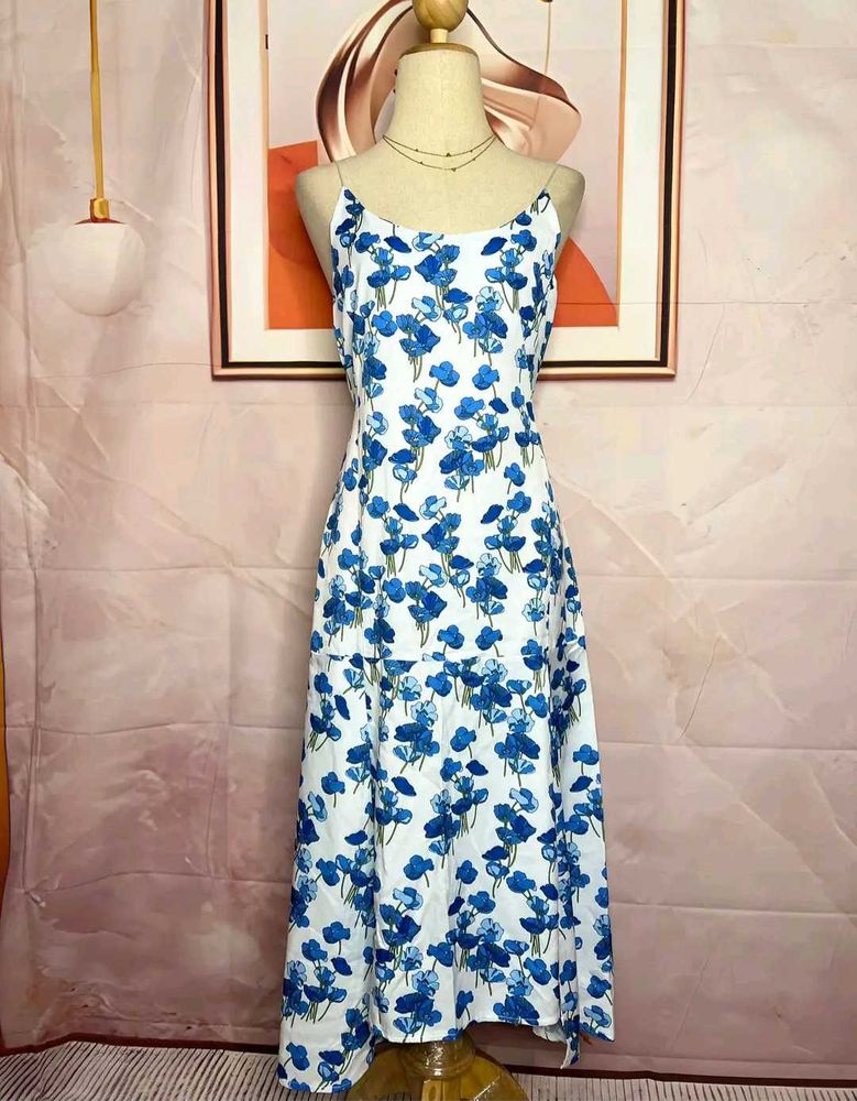 Floral White Midi Slip Dress