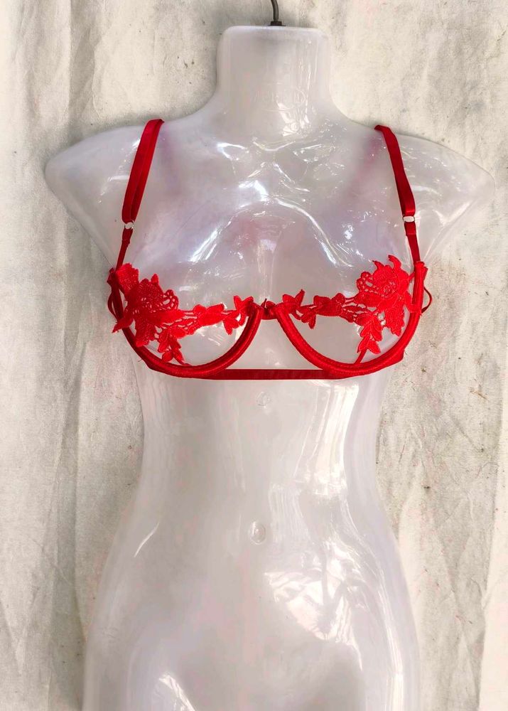 Red Lace Trimmed Bra