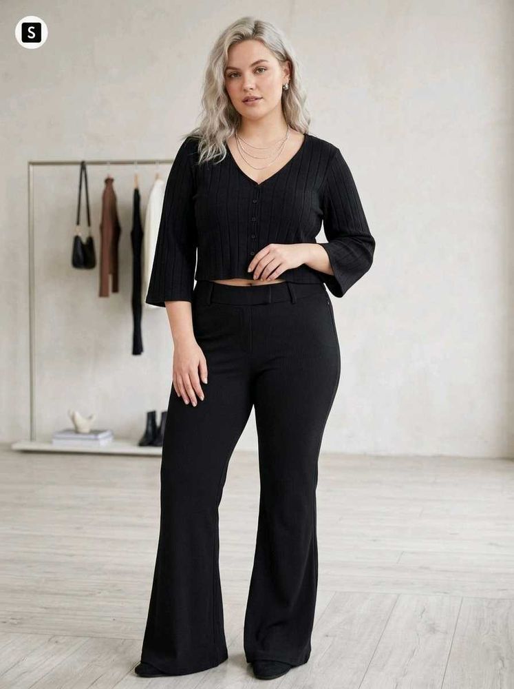 H&amp;M Black Rib Knit Crop Cardigan