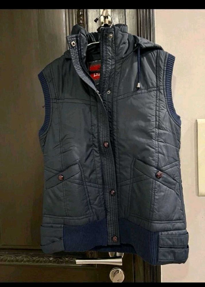 Navy Blue Sleeveless Padded Jacket