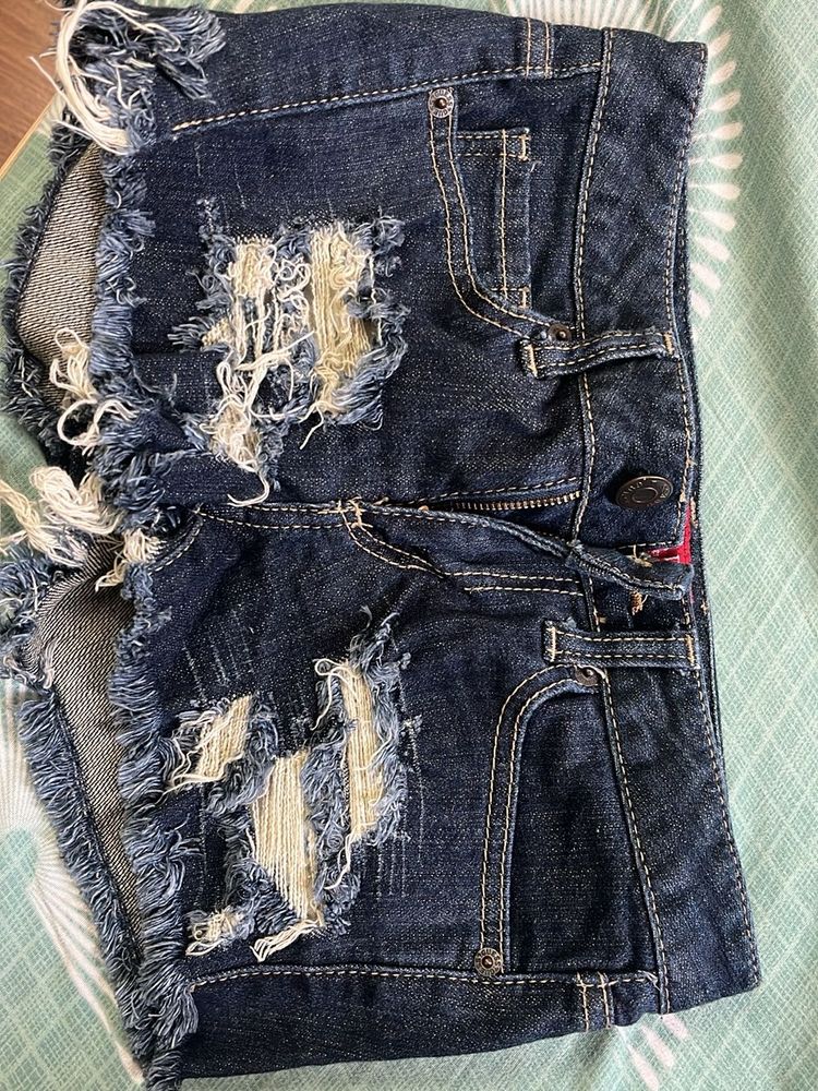 Distressed Denim Shorts