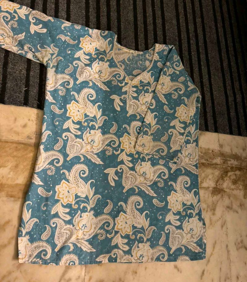 Blue Short Kurti for College Wear