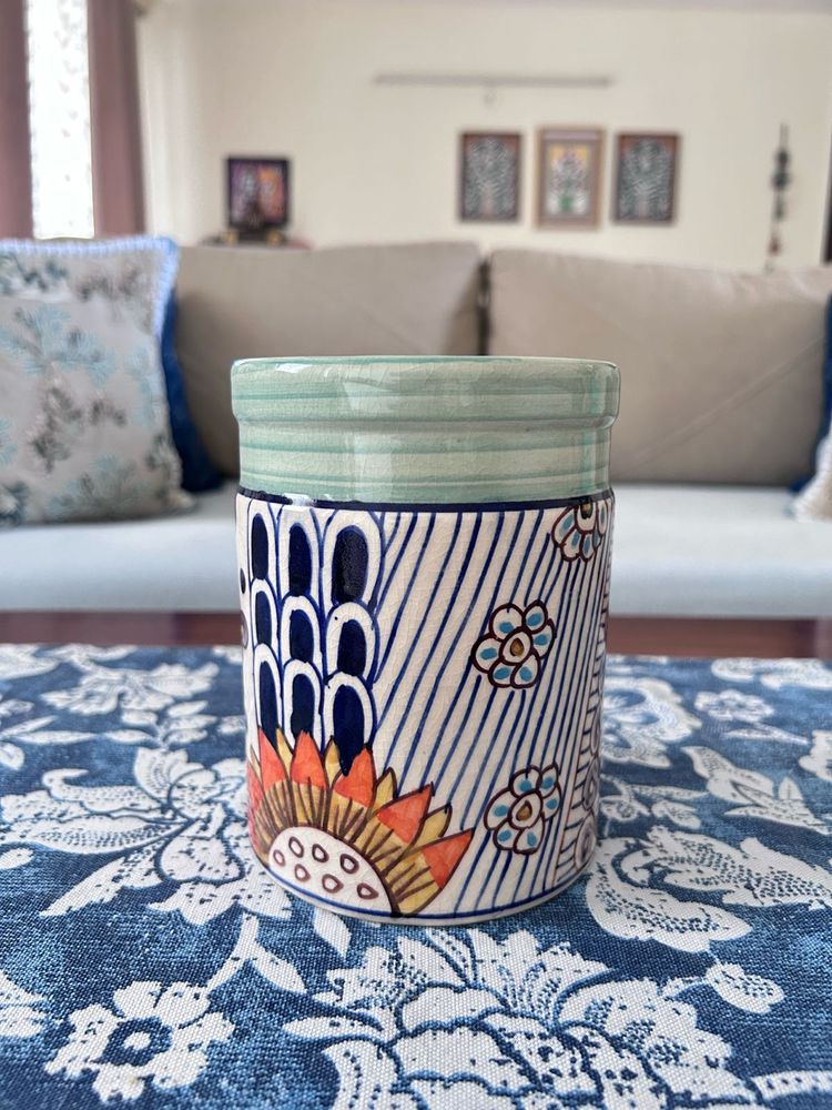 Hand-Painted Ceramic vase or spatula holder