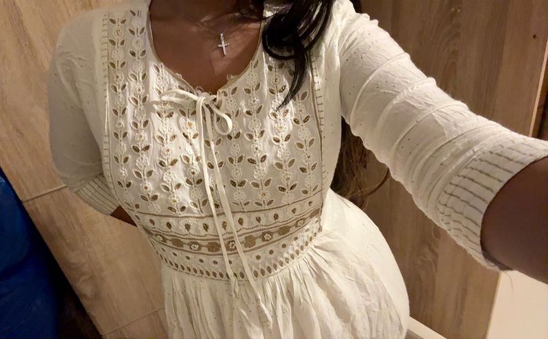 Elegant White Embroidered Gown