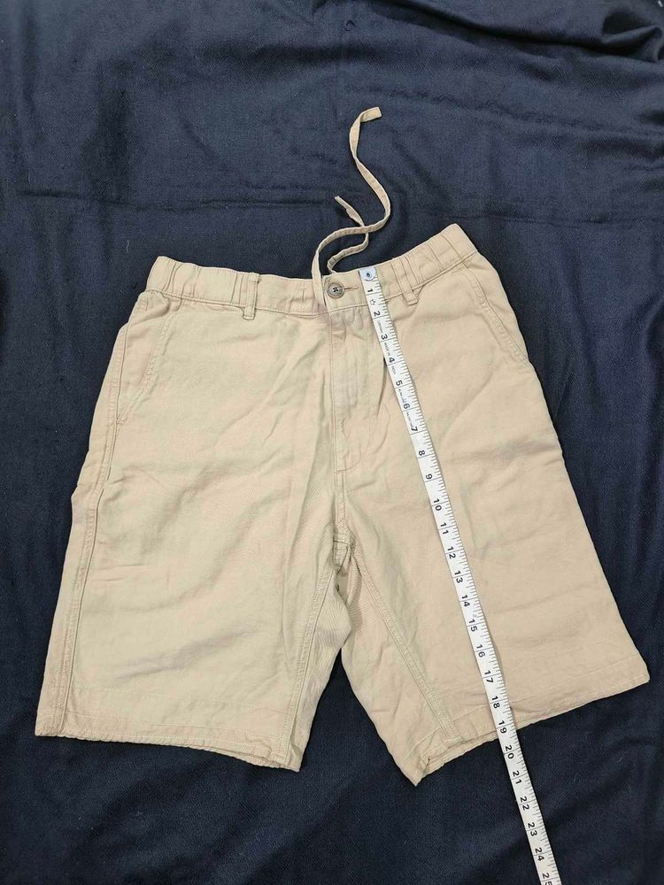 Khaki Cotton Linen Shorts