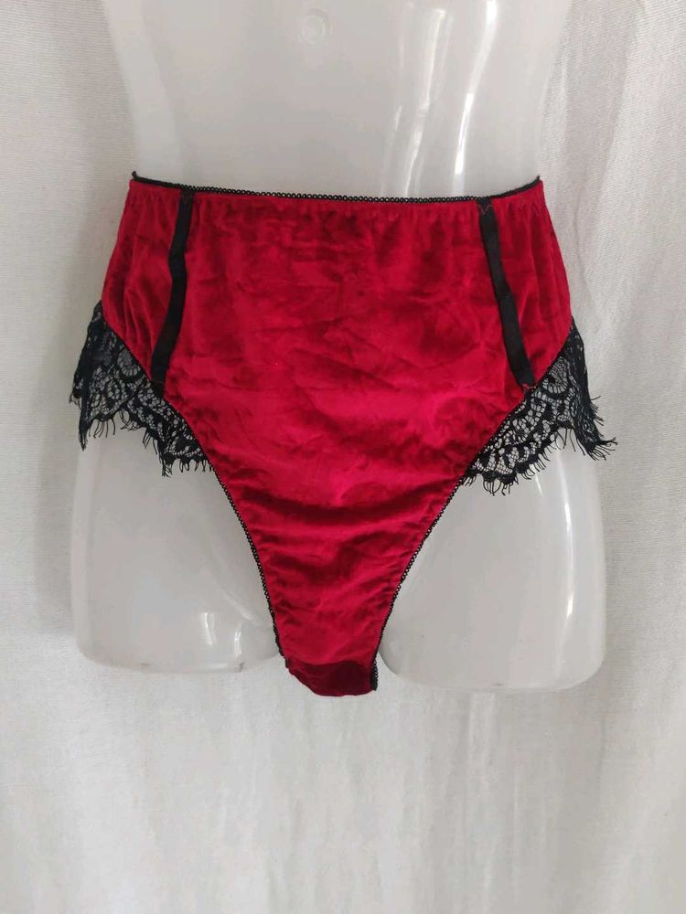 Red Satin Lace Briefs(SHEIN)