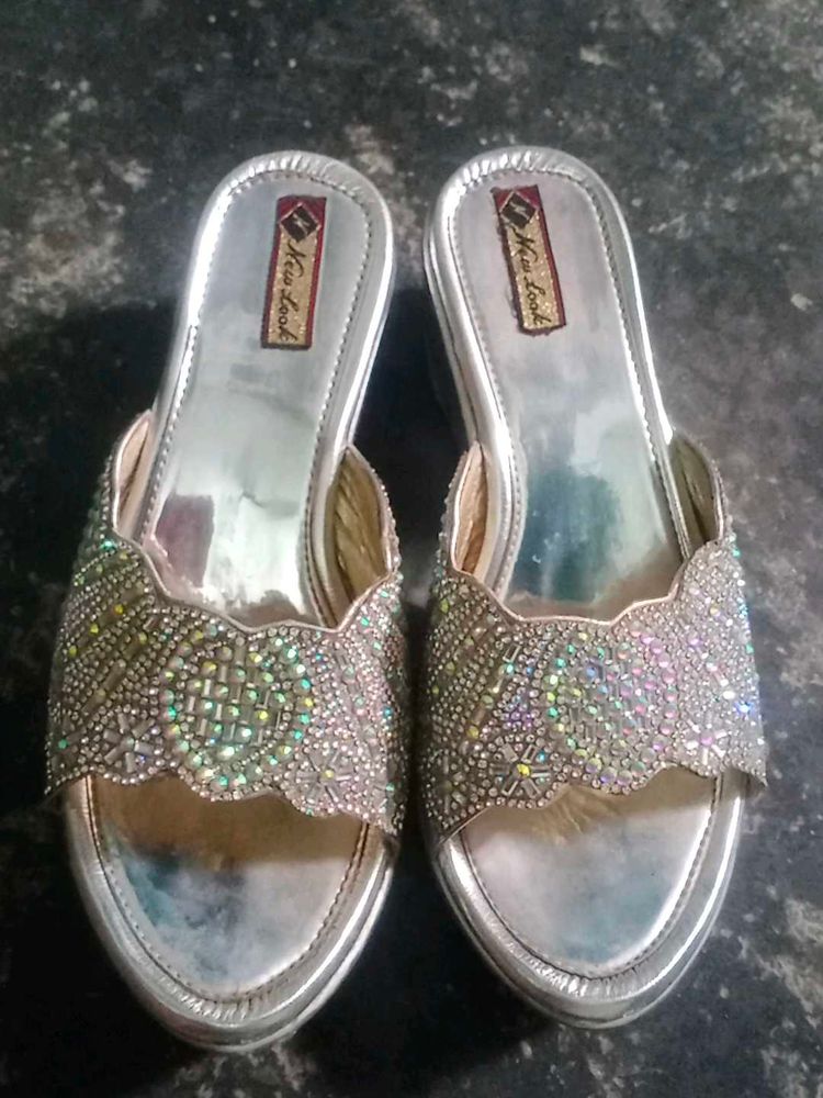 New Look Silver Embellished Heels