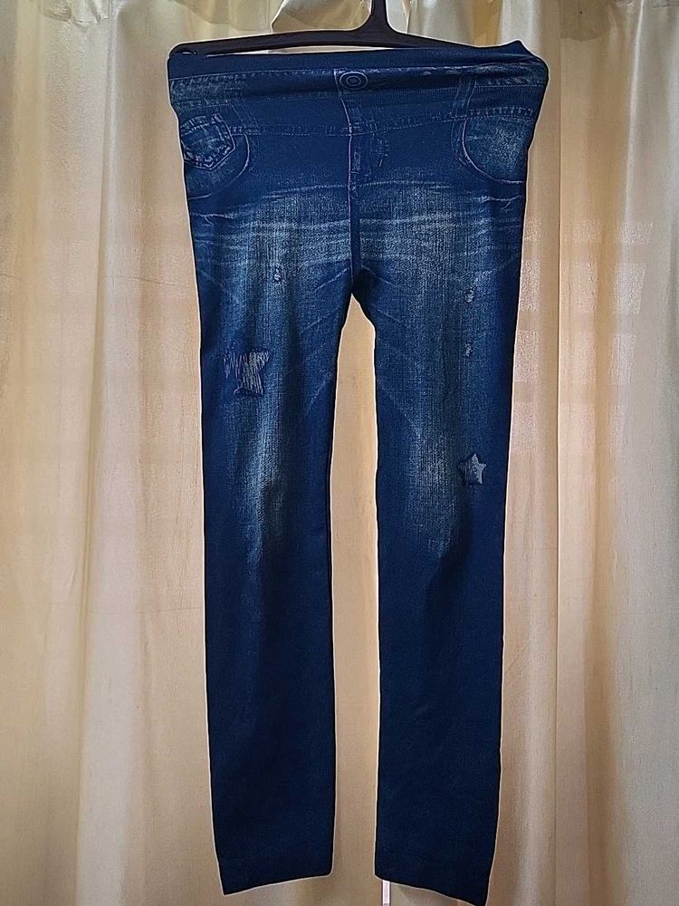 Blue Denim Style Leggings