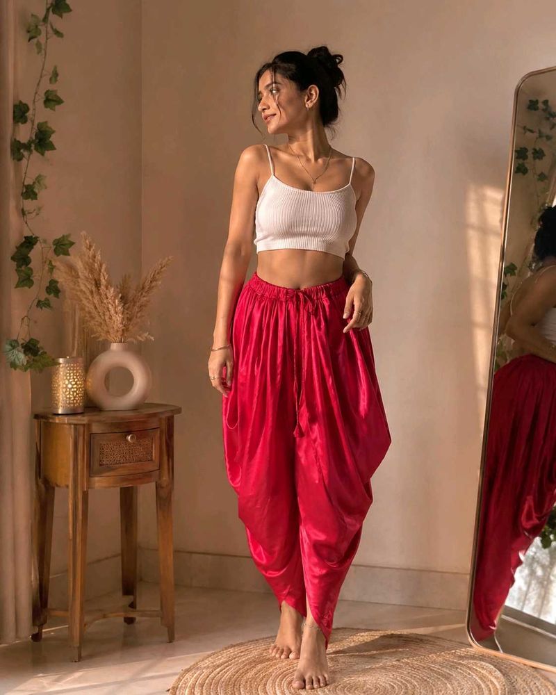 Vibrant Red Dhoti Pants
