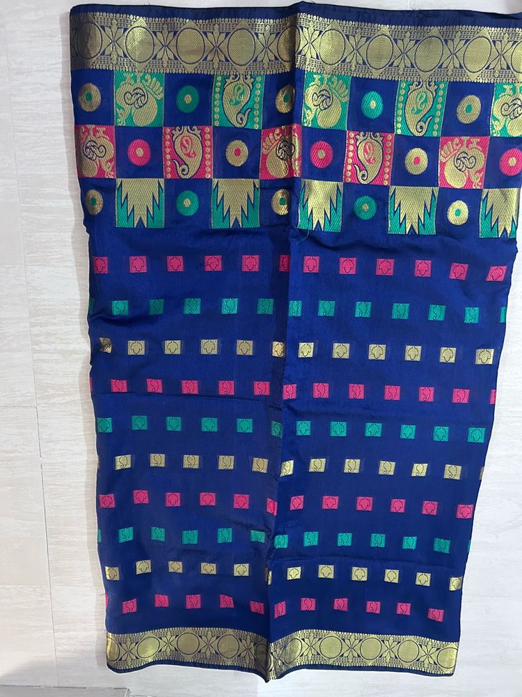 Elegant Blue Silk Saree with Rich Border